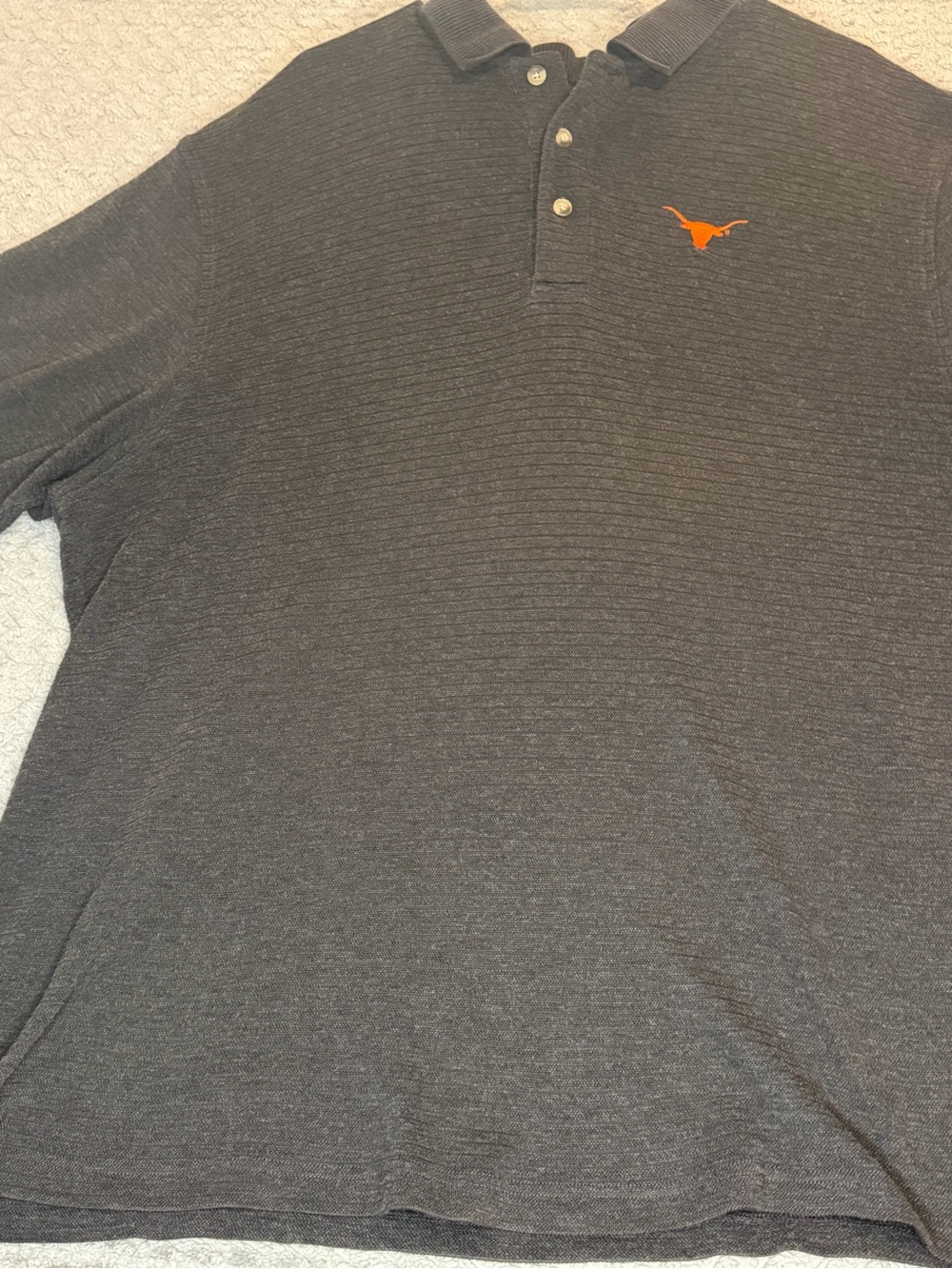 Antigua Dark Gray Polo with Orange Longhorn Emblem